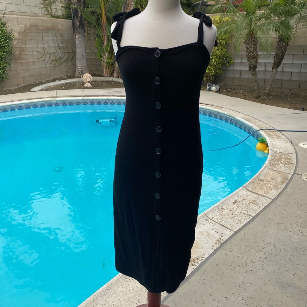 Black button down midi dress